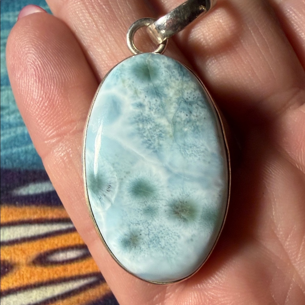 Sterling Silver Larimar Pendant Necklace 925 - Picture 2 of 5